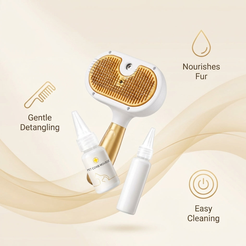 Pet Steam Brush for Dogs & Cats | 3-in-1 Grooming, De-Shedding & Mist Spray enhanced 3